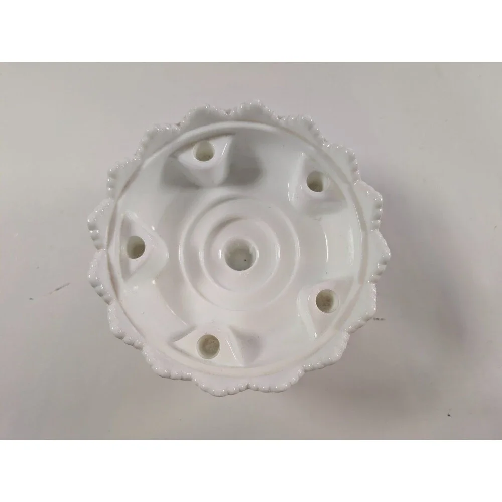 Vintage Fenton Hobnail Milk Glass 6 Candle Holder Bowl Centerpiece 6.25